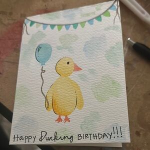 Duck-Themed Birthday Card with Blue Balloon